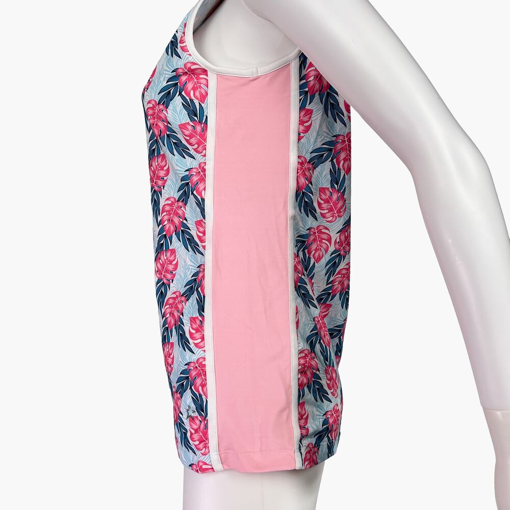 NWT LOHLA SPORT "The Sunny Palm" Sleeveless Polo Sport Top (Peony | Size M/L) - Picture 2 of 8